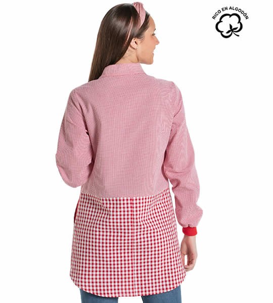 CAMICE MAESTRA VICHY ROSSO