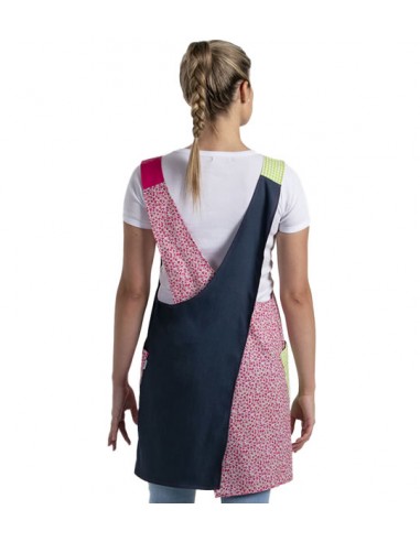 Grembiule FIORI INCROCIATI SULLA SCHIENA. Grembiule con tessuto denim elastico.