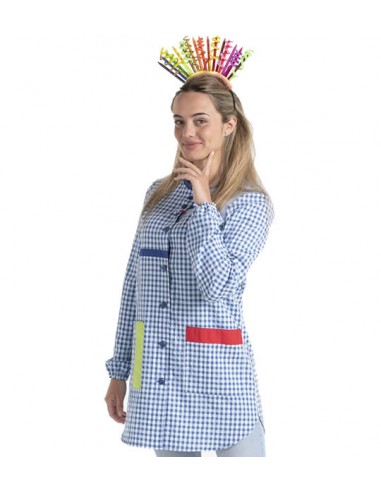 CAMICE MAESTRA QUADRI BOTTONI. Grembiule, camice e vestaglia da maestra