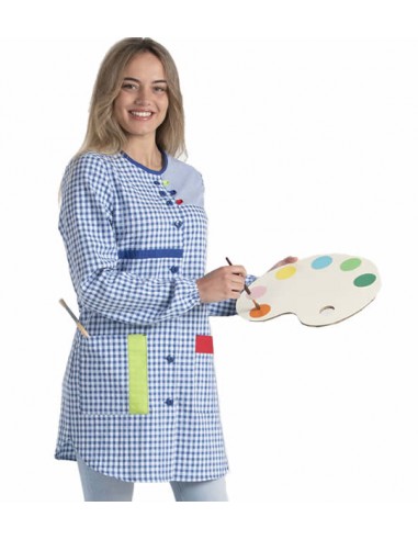 CAMICE MAESTRA QUADRI BOTTONI. Grembiule, camice e vestaglia da maestra