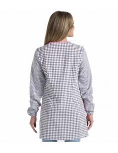 CAMICE MAESTRA QUADRETTI GRIGIO CON DETTAGLI COLORI ROSA 2