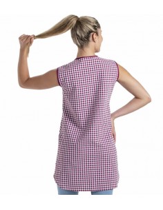 VESTITO MAESTRA SENZA MANICHE QUADRI VIOLA. Grembiule, camice e vestaglia da insegnante 2