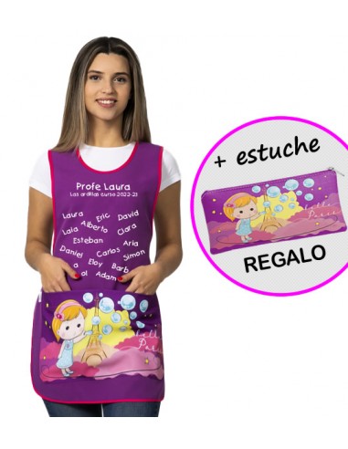 GREMBIULE BASIC BOLLE RICAMO. REGALO MAESTRA