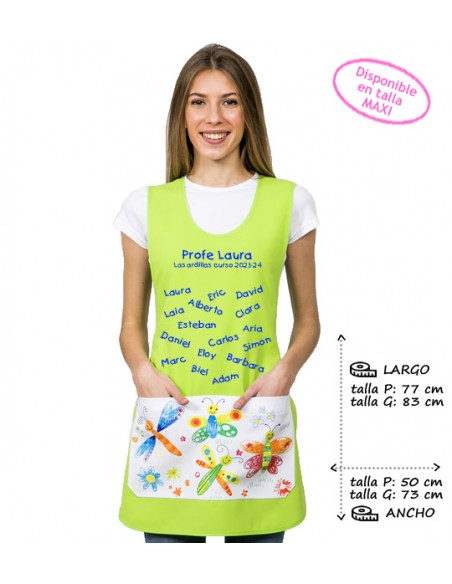 GREMBIULE MAESTRA FARFALLE PISTACCHIO. REGALO MAESTRA