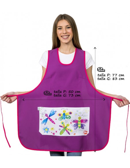 GREMBIULE MAESTRA FARFALLE VIOLA. REGALO MAESTRA