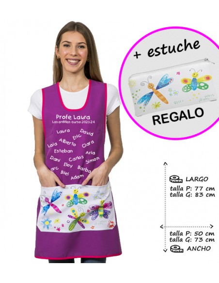 ESTOLA MAESTRA MARIPOSAS LILA VINILO. REGALO MAESTRA