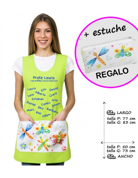 ESTOLA MAESTRA MARIPOSAS PISTACHO VINILO. REGALO MAESTRA