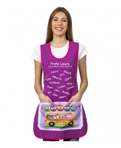 GREMBIULE MAESTRA SCHOOL BUS RICAMO. REGALO MAESTRA