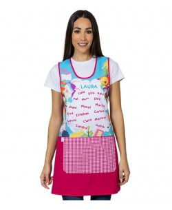 GREMBIULE MAESTRA ANIMALI E LIBRI VINILE. REGALO MAESTRA