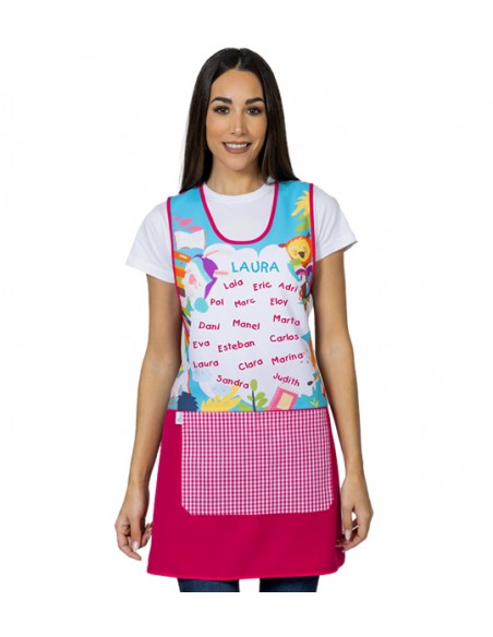 GREMBIULE MAESTRA ANIMALI E LIBRI VINILE. REGALO MAESTRA