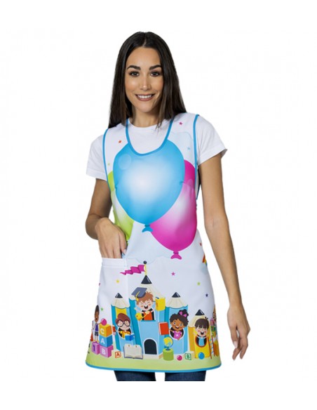 ESTOLA MAESTRA NUBES NIÑOS Y GLOBOS VINILO. REGALO MAESTRA