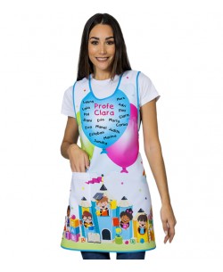 GREMBIULE MAESTRA BAMBINI E PALLONCINI VINILE. REGALO MAESTRA