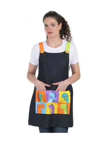 GREMBIULE MAESTRA DENIM DINOSAURO. Grembiuli per insegnanti