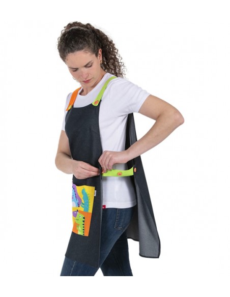 GREMBIULE MAESTRA DENIM DINOSAURO. Grembiuli per insegnanti