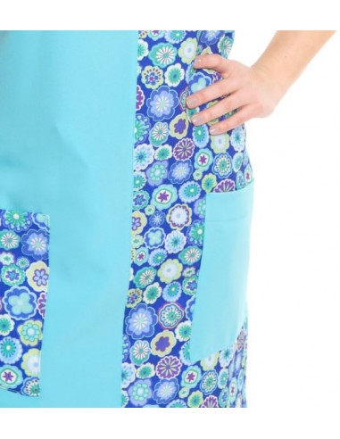 GREMBIULE MAESTRA FIORI TURCHESE