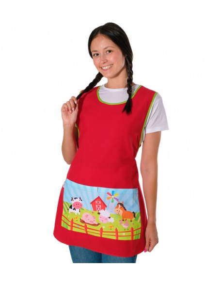 GREMBIULE MAESTRA ANIMALI FATTORIA. Stampe divertenti e colorate.