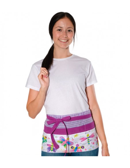 DELANTAL MARIPOSAS MORADO. Estolas, pichis y batas para mestra