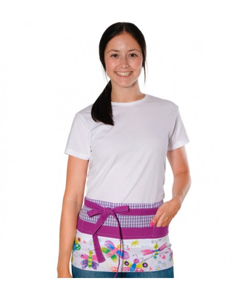 DELANTAL MARIPOSAS MORADO. Estolas, pichis y batas para mestra