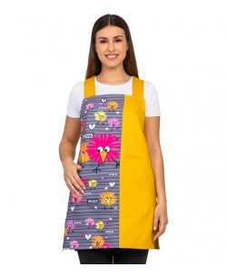 VESTITO INSEGNANTE DENIM UCCELLINI. Vestito colorato e divertente
