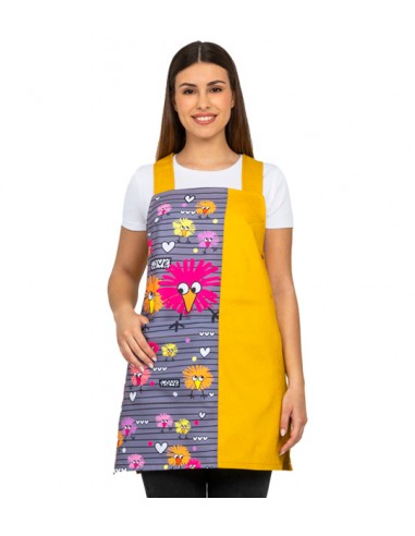 VESTITO INSEGNANTE DENIM UCCELLINI. Vestito colorato e divertente