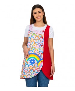 VESTITO MAESTRA ARCOBALENO ROSSO. Vestito molto colorati e divertenti