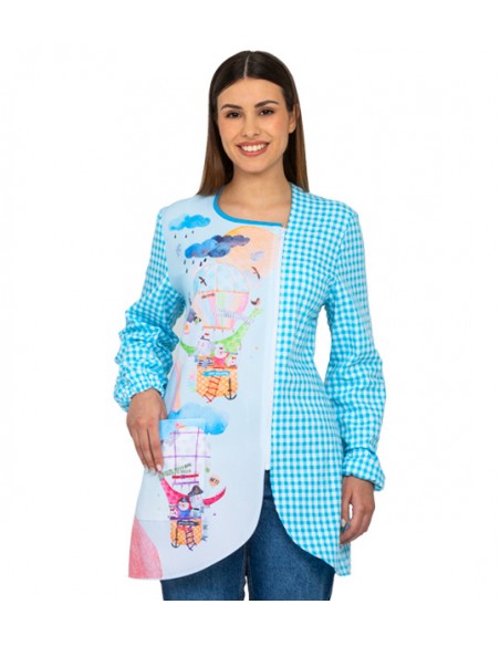 CAMICE MAESTRA PALLONCINI DINO. Camice, grembiule da insegnante