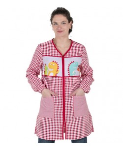 CAMICE MAESTRA DINOSAURO ROSSO