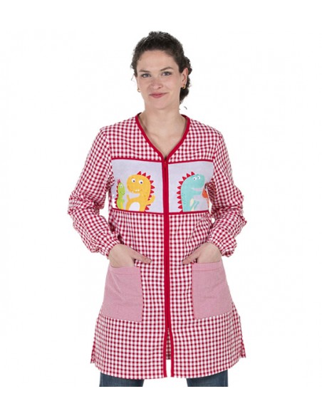 CAMICE MAESTRA DINOSAURO ROSSO