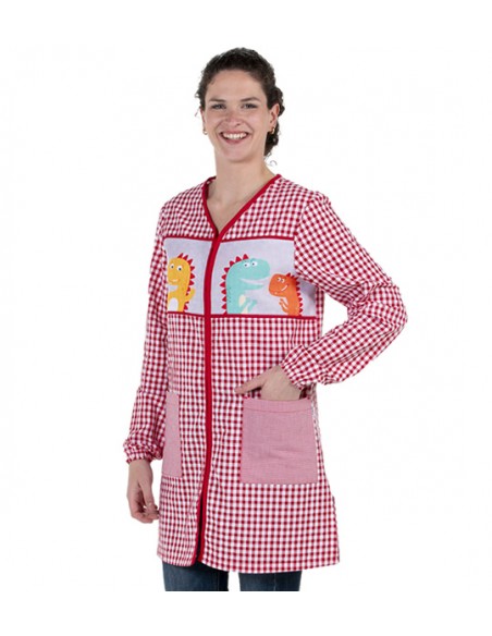 CAMICE MAESTRA DINOSAURO ROSSO
