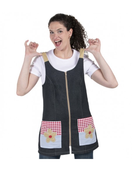 VESTITO DENIM RICAMATO FIORI