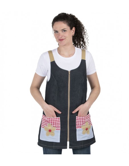 VESTITO DENIM RICAMATO FIORI