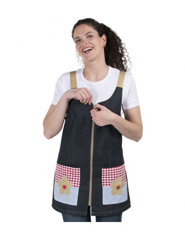 VESTITO DENIM RICAMATO FIORI