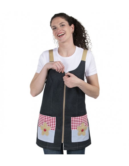 VESTITO DENIM RICAMATO FIORI