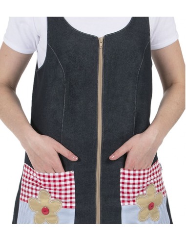 VESTITO DENIM RICAMATO FIORI