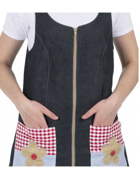 VESTITO DENIM RICAMATO FIORI