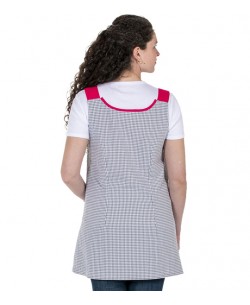 VESTITO VICHY GRIGIO CONTRASTO FUCSIA 2