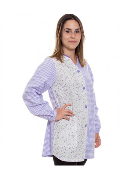 BATA MAESTRA FLOR LILA. Estolas batas y pichis para maestra