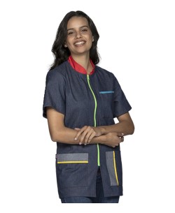 VESTAGLIA IN DENIM A MANICHE CORTE - UNISEX