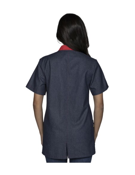 VESTAGLIA UNISEX A MANICHE CORTE IN DENIM