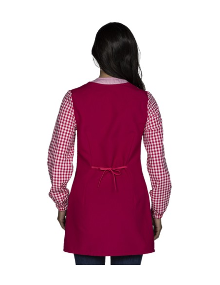 CAMICE DA INSEGNANTE A MANICHE LUNGHE IN QUADRETTI ROSSI.