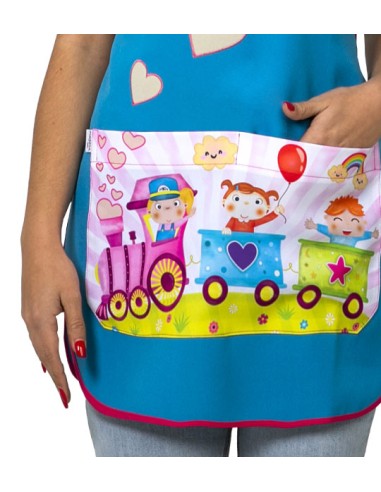 GREMBIULE MAESTRA TRENO BLU. Camice e grembiule da insegnante