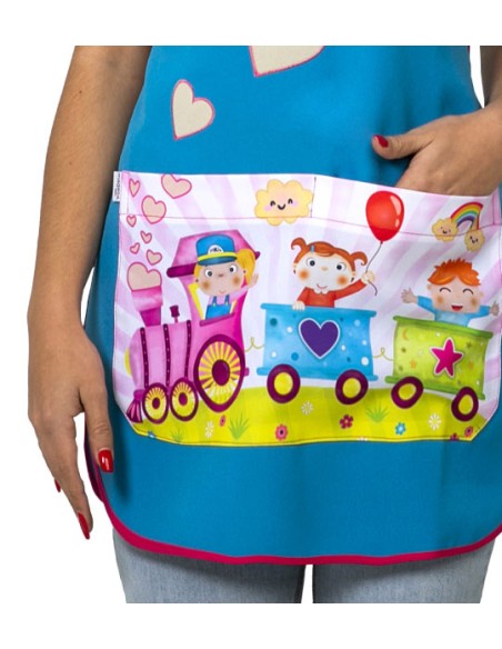 GREMBIULE MAESTRA TRENO BLU. Camice e grembiule da insegnante