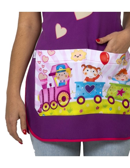 GREMBIULE MAESTRA TRENO VIOLA. Camice e grembiule da insegnante