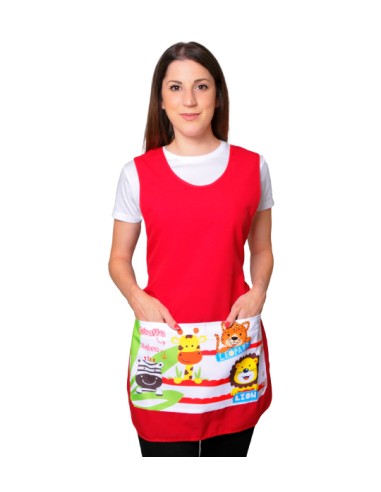 ESTOLA MAESTRA ANIMALES DIVERTIDOS. Delantales, batas y pichis para maestra