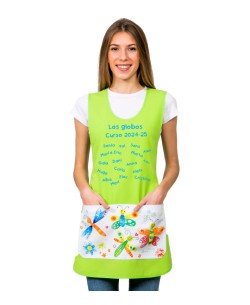 GREMBIULE MAESTRA FARFALLE PISTACCHIO. REGALO MAESTRA