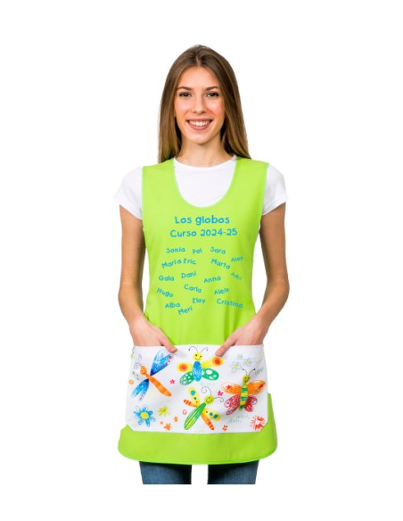 GREMBIULE MAESTRA FARFALLE PISTACCHIO. REGALO MAESTRA