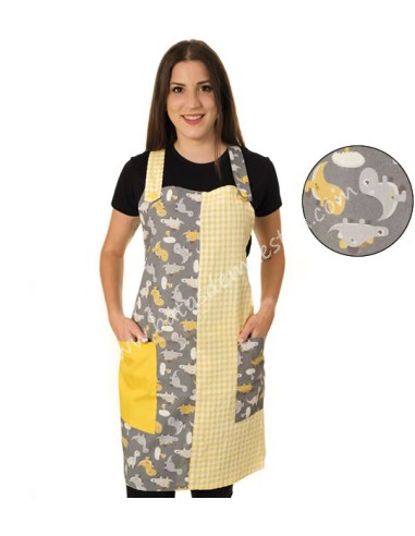 ESTOLA MAESTRA DINOSAURIOS. Delantales, batas y pichis para maestra