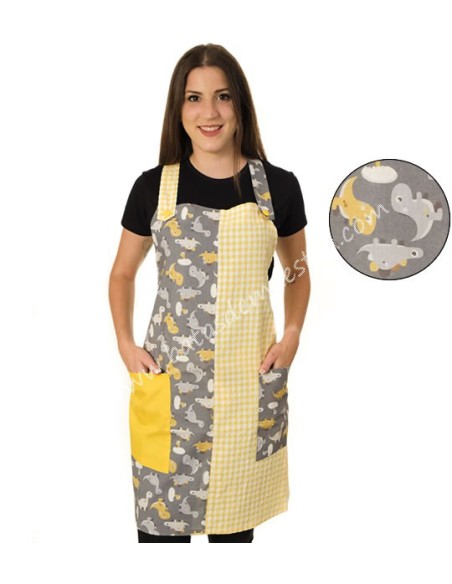 ESTOLA MAESTRA DINOSAURIOS. Delantales, batas y pichis para maestra