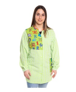 CAMICE MAESTRA LETTERE E NUMERI. Grembiuli e vestiti da insegnante