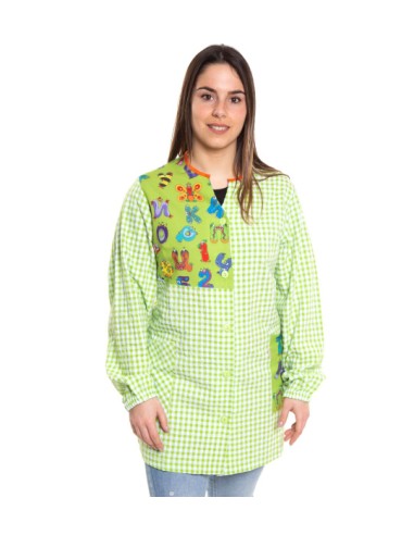 CAMICE MAESTRA LETTERE E NUMERI. Grembiuli e vestiti da insegnante